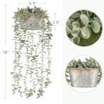 Mkono Faux Eucalyptus Plants in Rustic Galvanized Pots for Home Decor - Indoor Greenery for Living Room, Office, or Bathroom. - Image 5