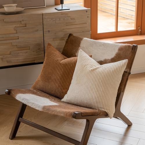 510Kgvz6KML._SL500_.jpg Set of 4 LANANAS 18x18 Inch Neutral Couch Throw Pillow Covers for Farmhouse Boho Decor - Image 3