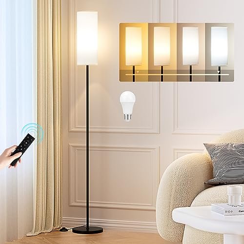 Ambimall 64" Modern Floor Lamp with Remote, Dimmable Color Temperature Ambimall Floor Lamps for Living Room, 64" Modern Floor Lamp with Remote Control and Stepless Dimmable Colors Temperature & Brightness, Standing Lamps for Living Room Bedroom Office, 9W Bulb Included
