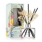 COCODOR Flower Reed Diffuser Set / 6.7oz / White Jasmine/Scent Diffuser with Sticks Home Fragrance Reed Diffuser for Bathroom Shelf Decor