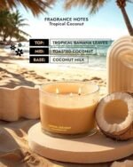 96NORTH Coconut Soy Candle | Large 3-Wick | 50-Hour Burn | Tropical Beach Aroma | Natural Soy Wax | Perfect Housewarming Gift - Image 4