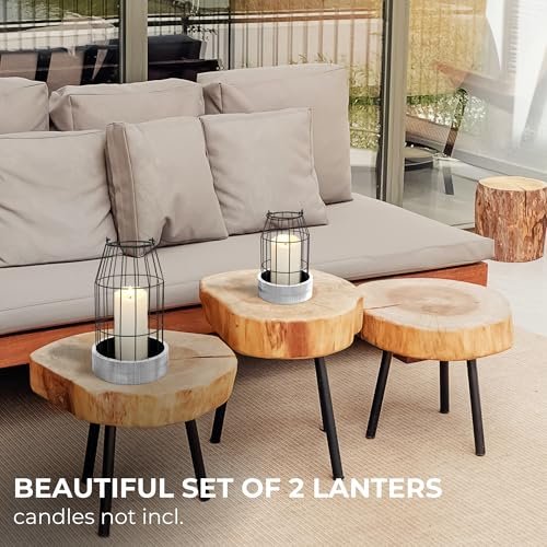 513QGjRgvTL._SL500_.jpg Set of 2 Rustic Farmhouse Lanterns - Stylish Decor for Living Room, Fireplace, or Dining Room - Image 2