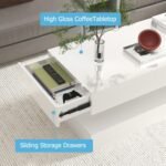 Uspeedy 47.3" High Gloss LED Coffee Table with APP Lights, Modern Black/White Design for Living Room - Image 3