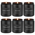 Scented Candles Set | Gifts for Men - 6Pack Candle Set - Masculine Candle, Soy Candles for Home Scented, Aromatherapy Gift - Fragrance of Smoke Vanilla/Leather/Mahogany/Tobacco/Oak/Amber Patchouli