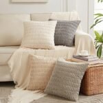 Fancy Homi 4-Pack 18x18 Inch Neutral Throw Pillow Covers for Rustic Farmhouse Boho Decor - Image 7
