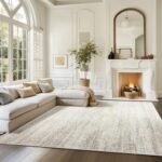 Srugn Washable Rugs 8x10 Area Rugs for Living Room,Rugs for Bedroom,Large Carpets,Ultra Soft Faux Wool Retro Dining Room Rug,Non Slip&Non-Shedding Low Pile Vintage Print Rug for Home Office Decor