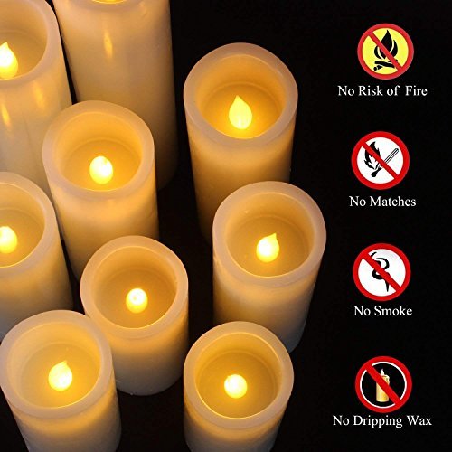 515XRr1nHZL._SL500_.jpg Vinkor Flameless Candles: Battery-Operated Real Wax LED Pillar Candles with Remote & 24-Hour Timer (Ivory, 4"-9") - Image 5