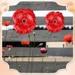 Daifunli 2-Piece Metal Poppy Flower Wall Decor Set - 3D Red Sculptures for Garden, Indoor, & Office, 10’’ & 8’’ - Image 5