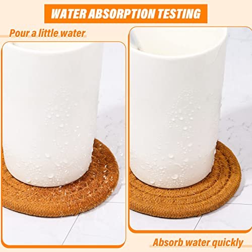 517TBJfMqL._SL500_.jpg Mckanti Drink Coasters Set of 8 – Absorbent, Minimalist Cotton Coasters for Tabletop Protection, 4.3 Inches. Perfect for Any Cup! - Image 4