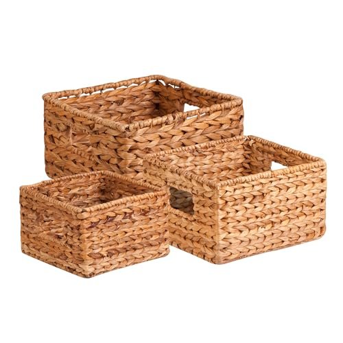 Honey-Can-Do Natural Wicker Storage Baskets - 3-Pack, Ideal for Organizing, Honey-Can-Do Natural Wicker Storage Baskets, Perfect For Organizing, Storage, and Gifts, Multi-size 3-Pack Nesting Baskets for Home Organization and Décor