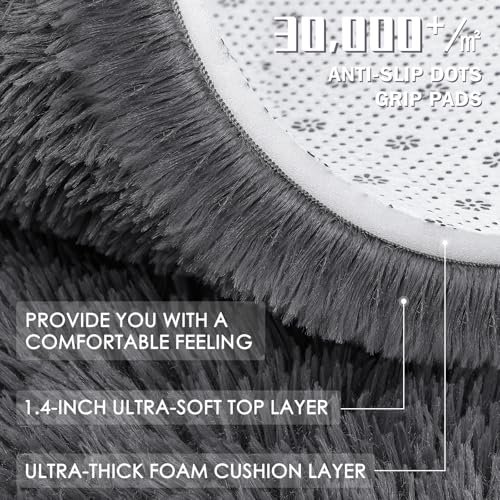 517vIo-tdhL._SL500_.jpg OLANLY 4x5.9 ft Machine Washable Shag Area Rug for Living Room, Bedroom, Nursery, Grey Aesthetic - Image 8