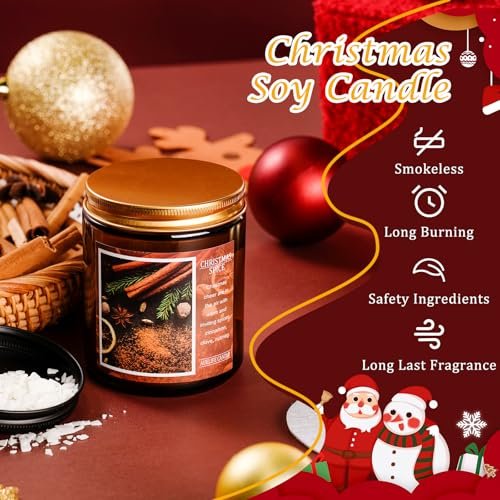 518QZUwdCeL._SL500_.jpg 4-Pack Christmas Candle Set | Scented Soy Candles - Holiday Gifts for Men & Women - Scents of Tree, Spice, Cookies, and EVE - Image 5