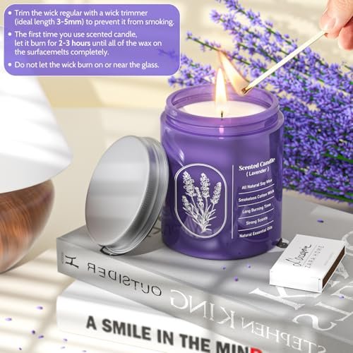 519N0YRB8tL._SL500_.jpg WarmEmbrace Lavender Candle, 7.6 oz Purple Jar, Natural Fragrance for Women, 40-Hour Burn – Perfect Gift! - Image 6