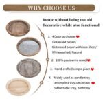 Rustic Wooden Serving Tray: Vintage Round Butler Tray for Farmhouse Decor & Candle Centerpiece. - Image 9