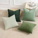 MIULEE Spring Boho Farmhouse Sage Green Throw Pillow Covers, 18x18 inches, Set of 4, Soft Corduroy Cushions for Living Room, Sofa, or Bed. - Image 4