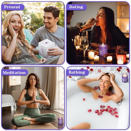 51FIEgPWBAL._SL500_.jpg WarmEmbrace Lavender Candle, 7.6 oz Purple Jar, Natural Fragrance for Women, 40-Hour Burn – Perfect Gift! - Image 7