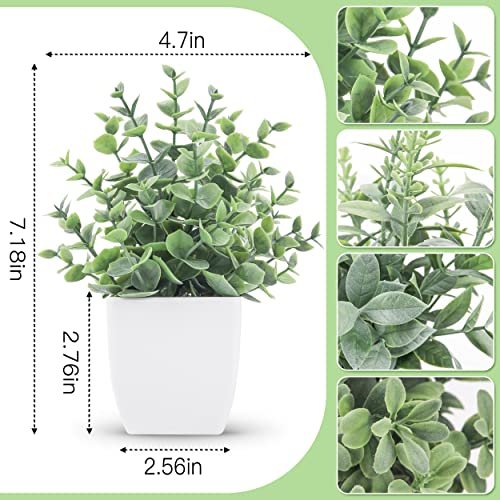 51GBoLP5HuL._SL500_.jpg Der Rose 4-Pack Mini Artificial Greenery Potted Plants for Indoor Home, Office, and Bathroom Decor - Image 2