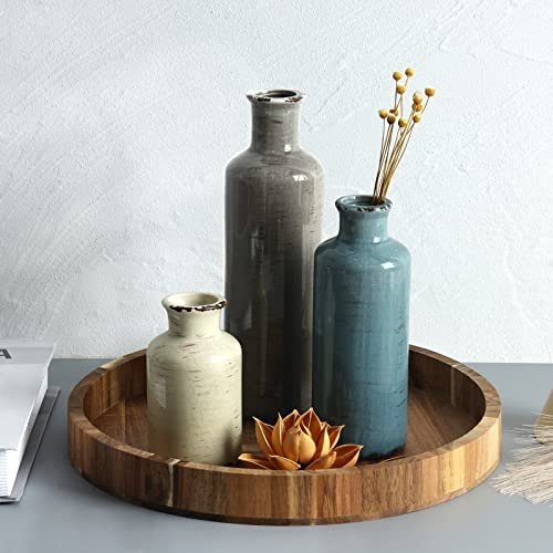 51GL4IOdY7L._SL500_.jpg CUCUMI Set of 3 Ceramic Flower Vases: Rustic Coastal Decor for Farmhouse Living Room, Mantle & Coffee Table - Image 5