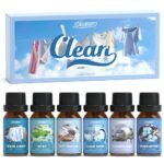 SALUBRITO Clean Fragrance Oils Set, Premium Essential Oils Set for Diffuser, Candle, Soap Making, Fresh Cotton, Clean Home, Fresh Linen, Soft Powder, Blossom Soap, Mint, Strong Scented Oils