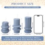 MTLEE 3-Piece Scented Ribbed Pillar Candles Set (Blue) - 4.7", 4.2", 3.2" Tall for Home, Weddings, and Christmas Decor - Image 2