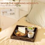 Yangbaga 12.5" Wooden Serving Tray with Handles - Modern Square Decor for Living Room, Kitchen, and Bar. - Image 4