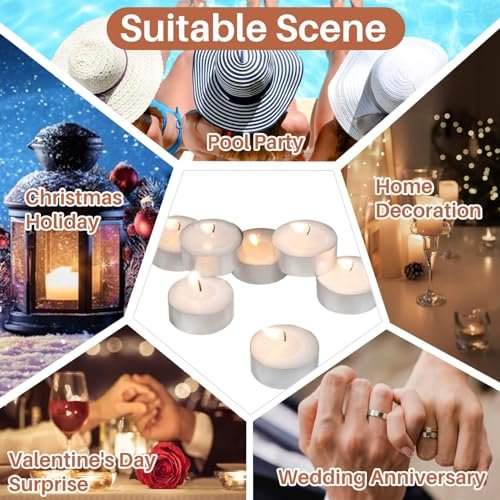 51I8YoD-dKL._SL500_.jpg Unscented Tealight Candles – Mini Votive Tea Lights with Cotton Wick for Home, Weddings, and Events - Image 6