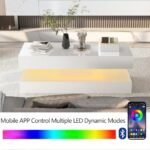 Uspeedy 47.3" High Gloss LED Coffee Table with APP Lights, Modern Black/White Design for Living Room - Image 7