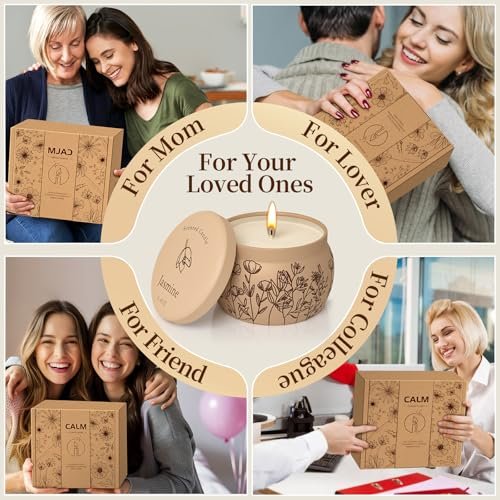 51JWMJkPP-L._SL500_.jpg WarmEmbrace Scented Candles for Women - 4 Pack, 17.6oz Romantic Soy Candles, 120H Burn Time, Lavender, Vanilla, Rose & Sandalwood, Jasmine. - Image 7