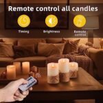 AKU TONPA Flameless Candles Set: Battery-Operated LED Pillar Candles with Remote & Timer, 3 Pack (4", 5", 6" Ivory Wax with Hemp Rope) - Image 4