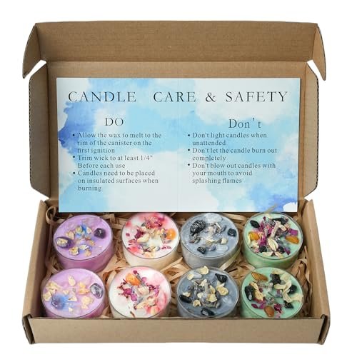 Handmade Tealight Soy Candles with Crystals and Herbs | Healing Tealight Soy Candles with Crystals And Herbs, Handmade Energy Candles, Healing Crystal Soy Candles, Aromatherapy Candles. (Mixed)