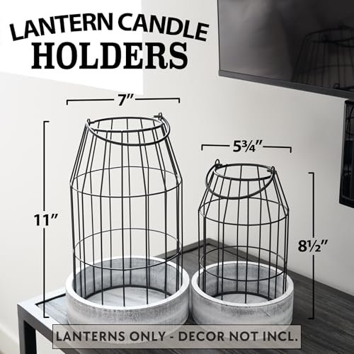 51QGpwucTzL._SL500_.jpg Set of 2 Rustic Farmhouse Lanterns - Stylish Decor for Living Room, Fireplace, or Dining Room - Image 6