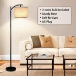 ROTTGOON Industrial Floor Lamp with 3 Color Temperatures, 9W LED Bulb & Beige Shade, Ideal for Living Room, Bedroom, or Office. Black Finish. - Image 7