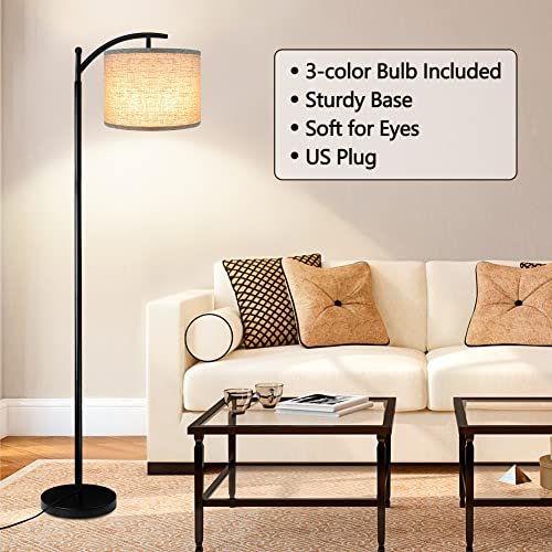 51QajQDmnkL._SL500_.jpg ROTTGOON Industrial Floor Lamp with 3 Color Temperatures, 9W LED Bulb & Beige Shade, Ideal for Living Room, Bedroom, or Office. Black Finish. - Image 7