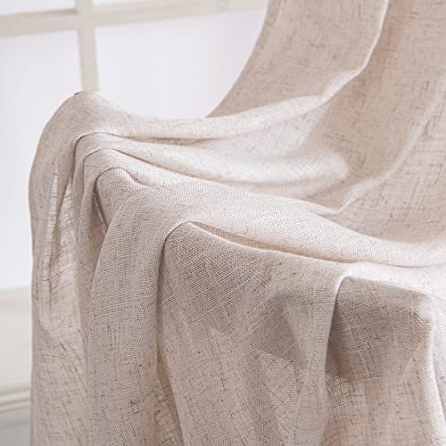 51RjkmW2PKL._SL500_.jpg MIULEE 84-Inch Natural White Linen Curtains for Bedroom & Living Room, Soft Semi-Sheer Textured Drapes, 2 Panels - Image 6
