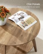 VASAGLE Round Coffee Table: 2-Tier Storage Design, 31.5x17.7 Inches, Easy Assembly, Honey Brown ULCT243K41. - Image 7