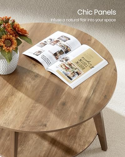 51Ro2Hg7cfL._SL500_.jpg VASAGLE Round Coffee Table: 2-Tier Storage Design, 31.5x17.7 Inches, Easy Assembly, Honey Brown ULCT243K41. - Image 7