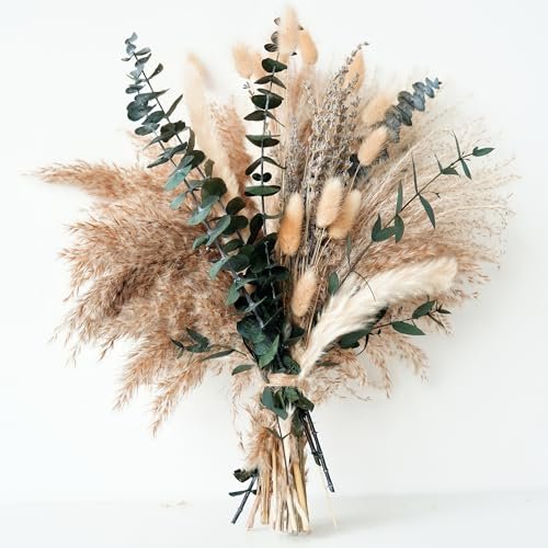 Boho Green Pampas Grass Bouquet – Stunning Lavender & Eucalyptus Green Pampas Grass Boho Bouquet – Exquisite Lavender and Eucalyptus Dried Flower Arrangements for Western Boho Decor – Rustic Flowers for Your Bohemian Home, Bedroom, and Wedding Table Décor