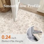 WondRg 8x10 Washable Beige Floral Area Rug: Non-Slip, Thin Vintage Carpet for Living Room, Bedroom, & More - Image 5
