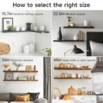 BAYKA Floating Wall Shelves - Rustic Black Wood Shelves for Bathroom, Bedroom, Living Room, Kitchen (Set of 3, 15.7in) - 22lbs Capacity for Books & Decor. - Image 7