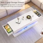 Uspeedy 47.3" High Gloss LED Coffee Table with APP Lights, Modern Black/White Design for Living Room - Image 4