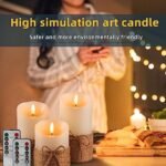 AKU TONPA Flameless Candles Set: Battery-Operated LED Pillar Candles with Remote & Timer, 3 Pack (4", 5", 6" Ivory Wax with Hemp Rope) - Image 5