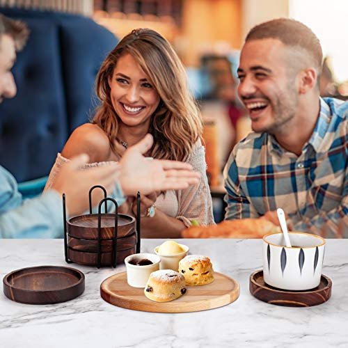 51VMnXSYd7L._SL500_.jpg Set of 5 Wooden Drink Coasters with Holder – Natural Wood Coasters for Coffee Table & Outdoor Use, Perfect for Modern Home Decor. - Image 6