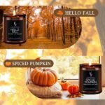 Scented Candle Set - 4 Natural Soy Wax Candles: Spice, Vanilla Cupcake, Apple Wreath, Hello Fall - Perfect Holiday Gift for Men & Women. - Image 3