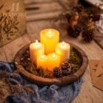 Rustic Wooden Serving Tray: Vintage Round Butler Tray for Farmhouse Decor & Candle Centerpiece. - Image 7