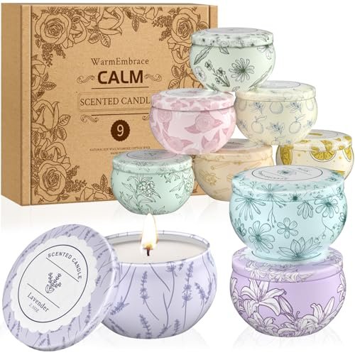 WarmEmbrace Scented Candle Set of 9 - Long-Lasting Gifts for WarmEmbrace Scented Candles, Candle Set of 9, Long-Lasting Candles for Women, Candle Present Set for Birthday, Christmas, Mother’s Day