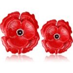 Daifunli 2 Set Metal Poppy Flower 3D Metal Flowers Wall Decor Red Wall Art Poppy Hanging Sculptures Backdrop Decoration for Garden Fence Yard Bathroom Bedroom Living Room Office Decor, 10'', 8''