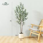 LOMANTO 5 ft Faux Olive Tree for Indoor Decor, Elegant Silk Olive Plant with White Planter, Ideal Housewarming Gift. - Image 4