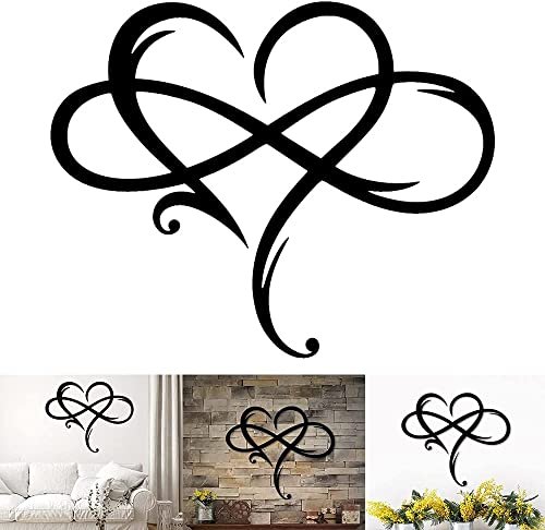 51XoUwG47L._SL500_.jpg AOOLVY Infinity Heart Wall Decor: Unique Metal Art Love Sign for Home, Wedding, and Living Room (Black, 15.7x14 inch) - Image 8