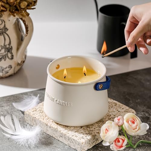 51awBcdAgiL._SL500_.jpg Scandinavian Style 3-Wick Scented Candle - Long-Lasting, Non-Toxic Ceramic Jar, Minimalist Design for Summer Nights. - Image 3