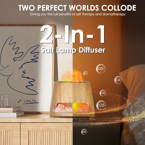 51bD3q8Cx6L._SL500_.jpg SALKING 2-in-1 Ultrasonic Essential Oil Diffuser & Himalayan Salt Lamp - 150ml, Auto Off, Cool Mist Humidifier - Image 3
